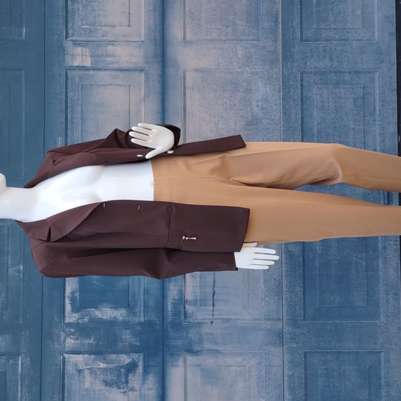 HELENE BLAKE LADIES VINTAGE CHOCOLATE GOLD ACCENTED (3) BUTTON JACKET (UNLINED) - Picture 12 of 16